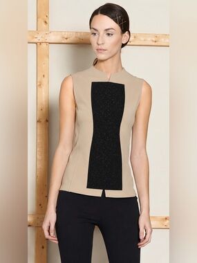 NWT Marie Saint Pierre Sleeveless Top with Black Center Panel